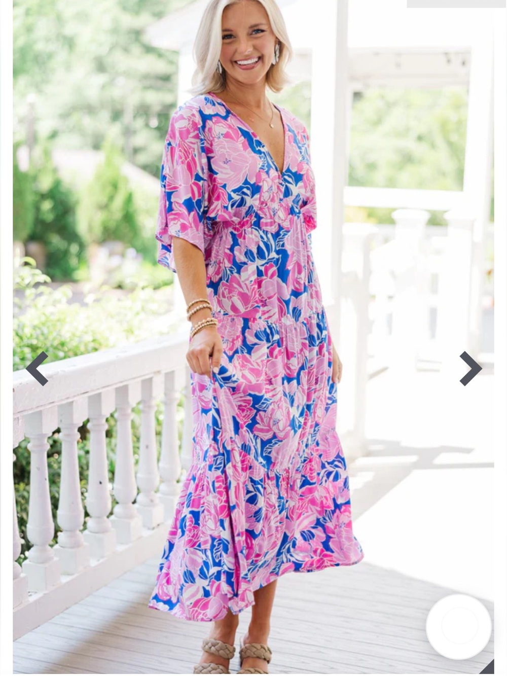 Entro Floral V-Neck Flutter Sleeve Maxi Dress Blue/Pink Size XL NWT - Picture 2 of 12